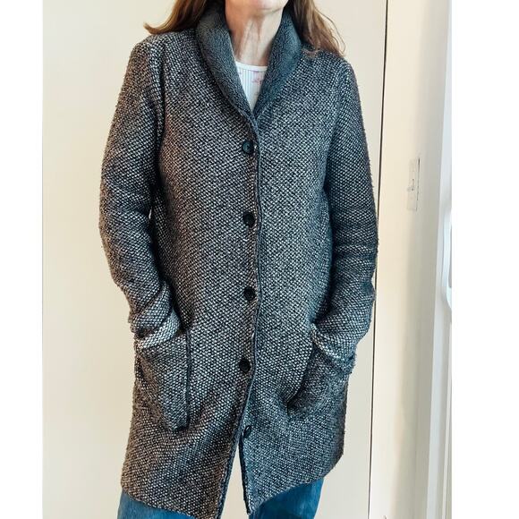 J Jill Sweater Cardi Coat Size XS Faux Fur Warm Cozy Midi Length Brown - Picture 1 of 12